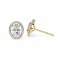 Yellow Gold Oval Cut Diamond Halo Stud Earring