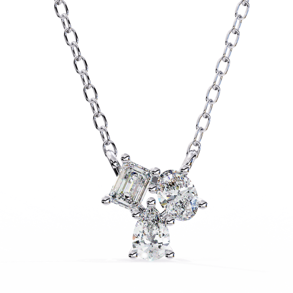 Trio Mixed-Cut Natural Diamond Cluster Pendant