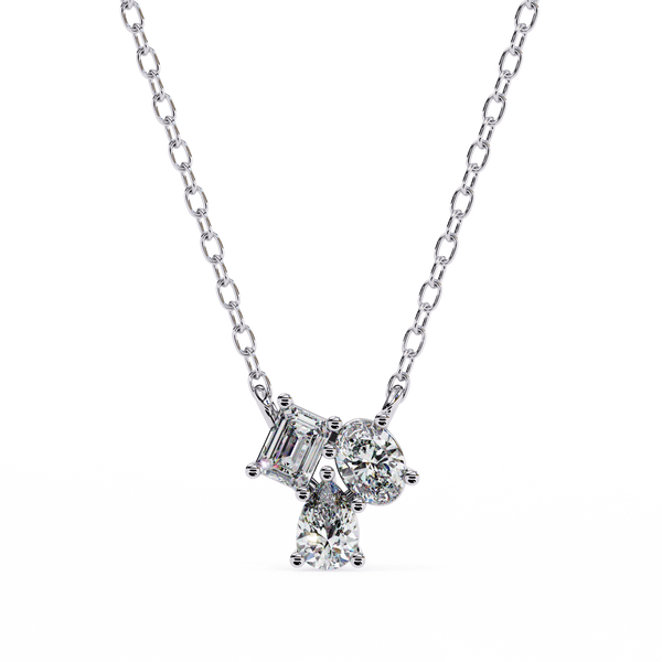 Trio Mixed-Cut Natural Diamond Cluster Pendant
