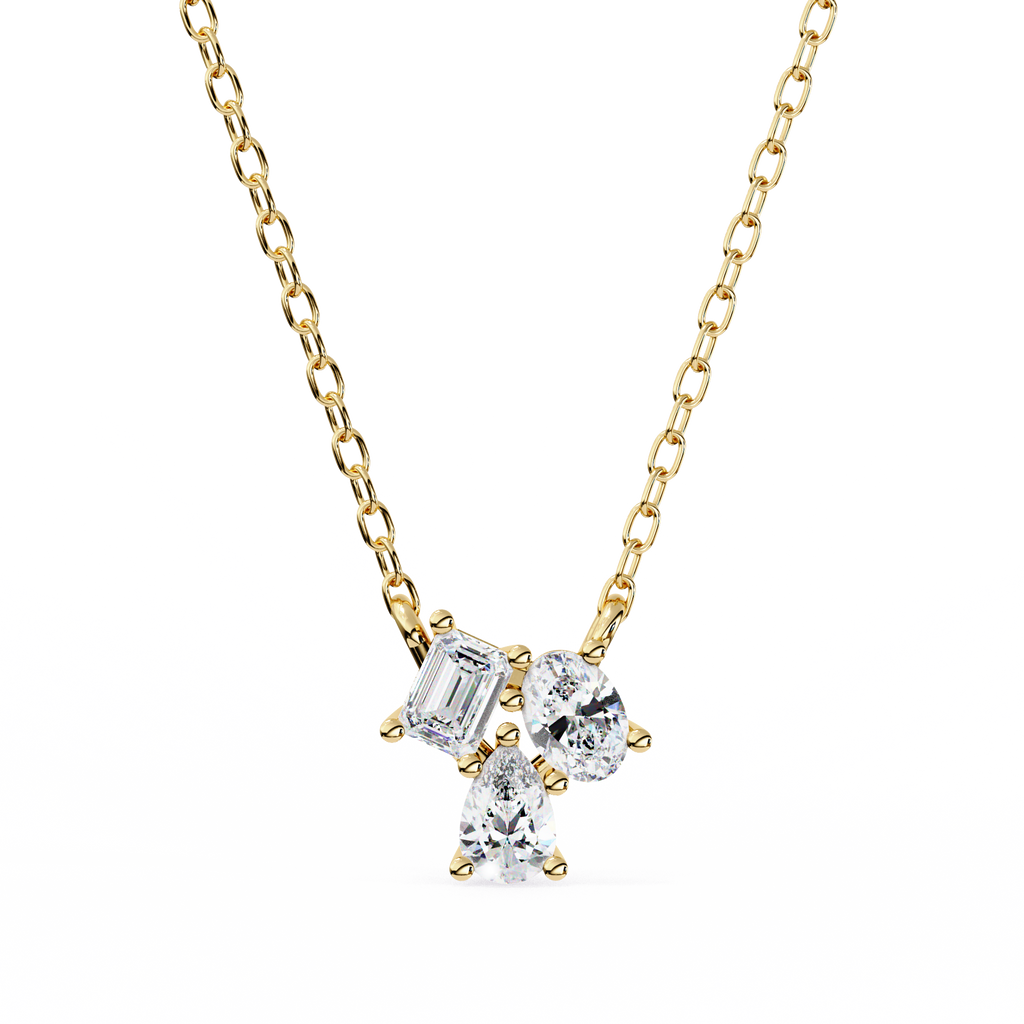 Trio Mixed-Cut Natural Diamond Cluster Pendant