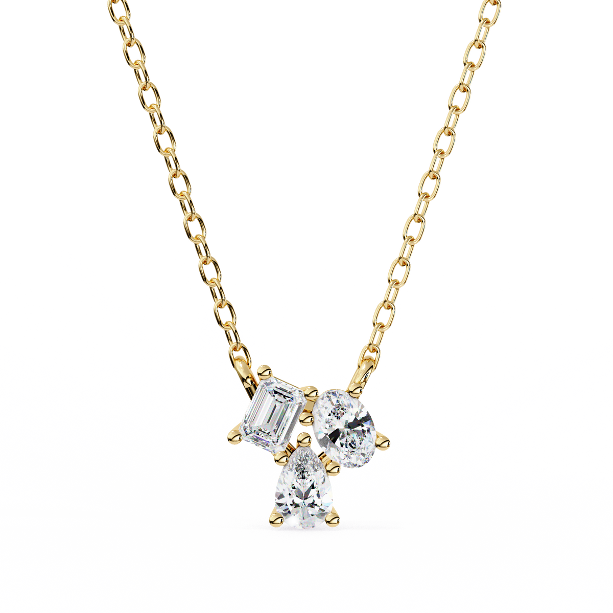 Trio Mixed-Cut Natural Diamond Cluster Pendant