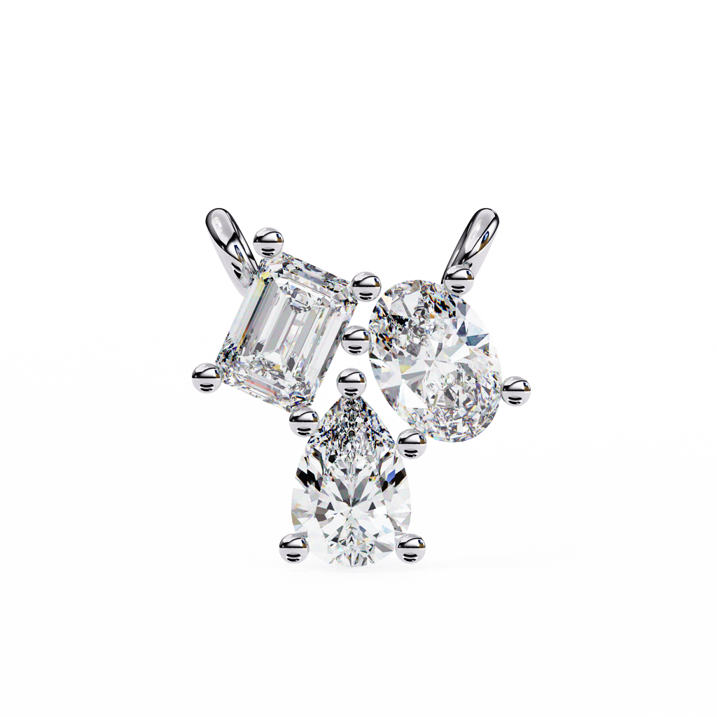 Trio Mixed-Cut Natural Diamond Cluster Pendant