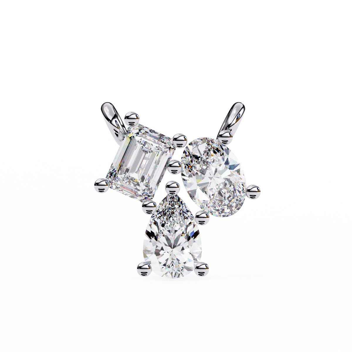 Trio Mixed-Cut Natural Diamond Cluster Pendant
