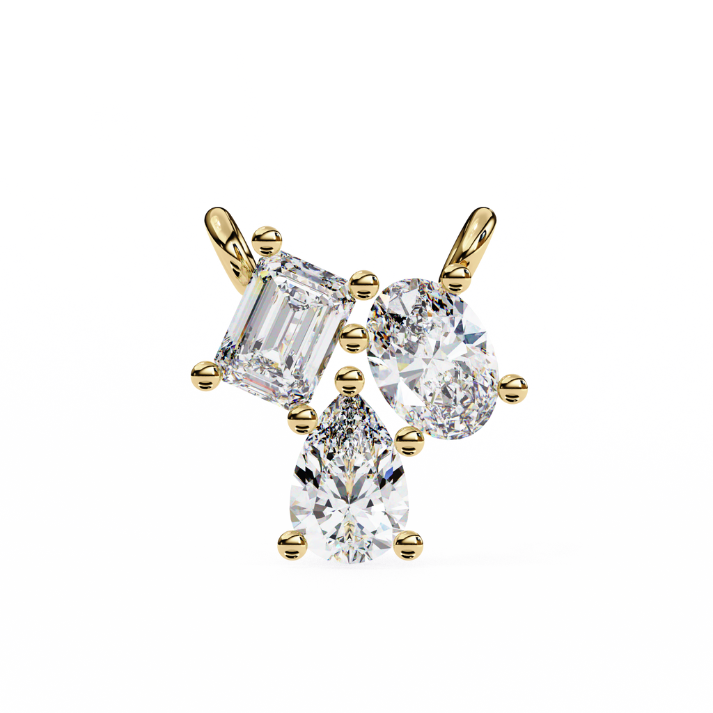 Trio Mixed-Cut Natural Diamond Cluster Pendant