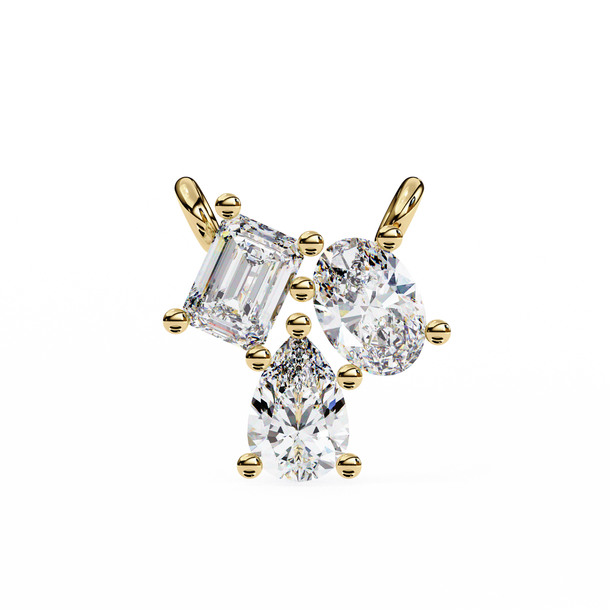 Trio Mixed-Cut Natural Diamond Cluster Pendant
