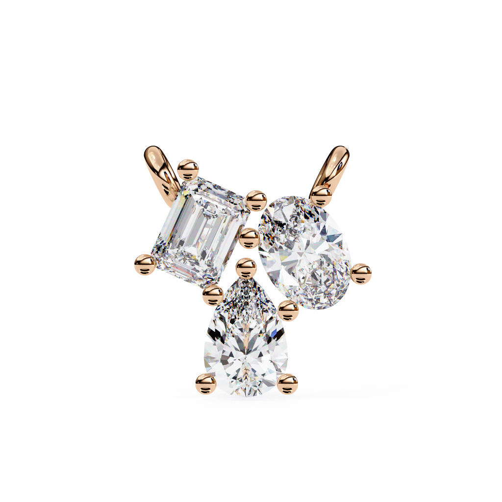 Trio Mixed-Cut Natural Diamond Cluster Pendant