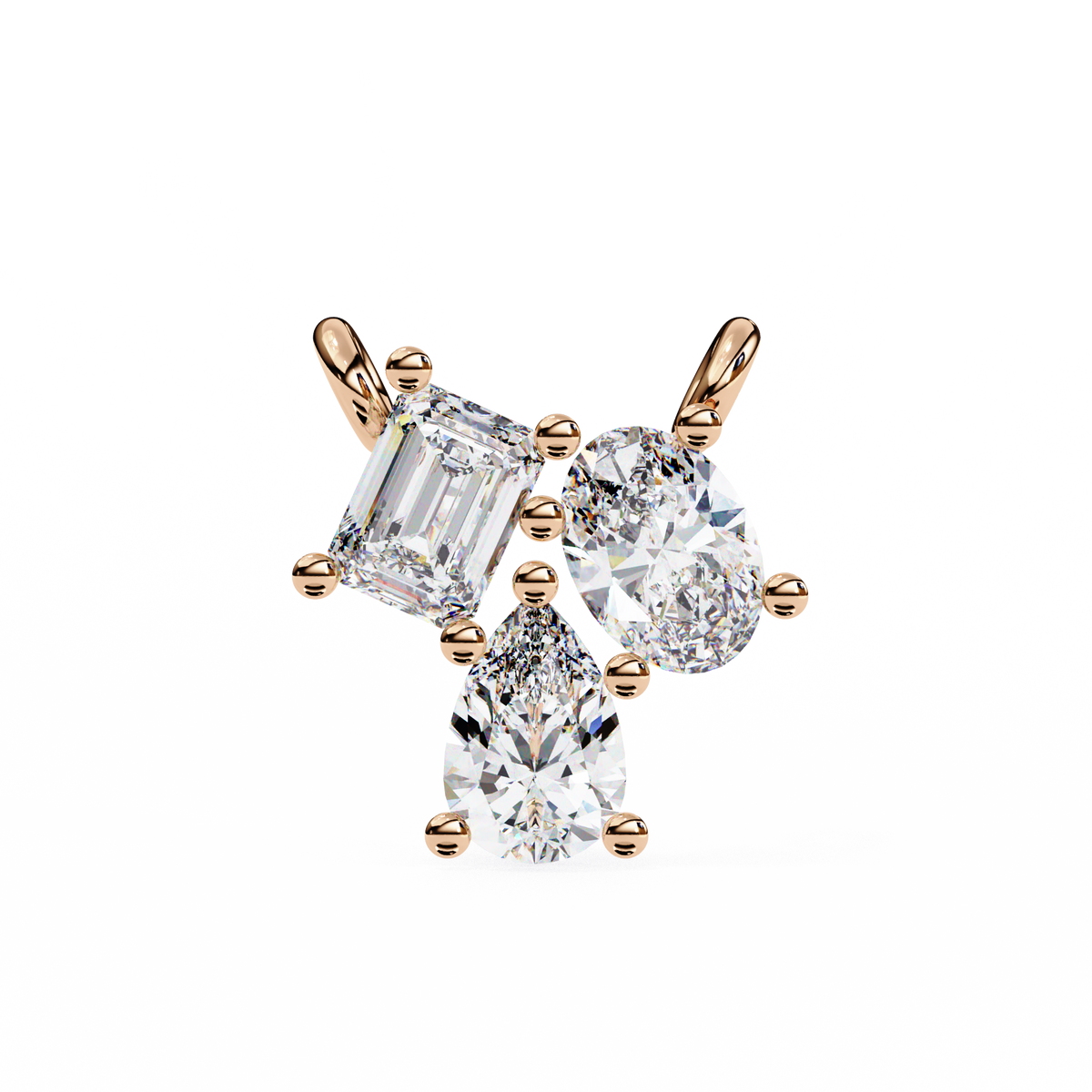 Trio Mixed-Cut Natural Diamond Cluster Pendant