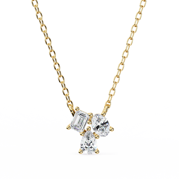 Trio Mixed-Cut Natural Diamond Cluster Pendant