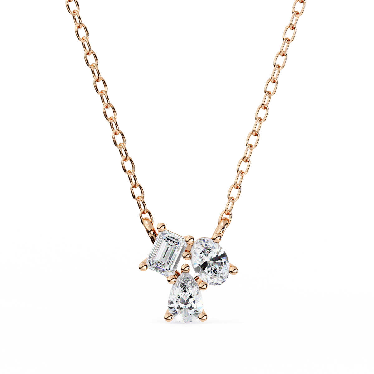 Trio Mixed-Cut Natural Diamond Cluster Pendant