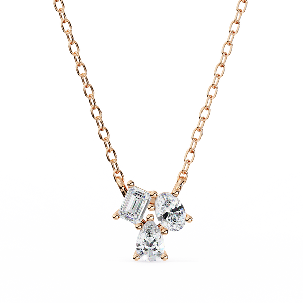 Trio Mixed-Cut Natural Diamond Cluster Pendant
