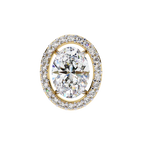 Yellow Gold Oval Cut Diamond Halo Stud Earring