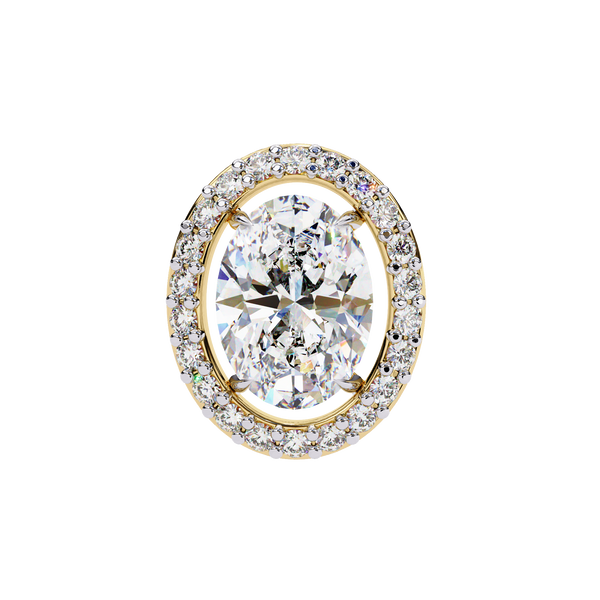 Gold Oval Cut Diamond Halo Stud Earring