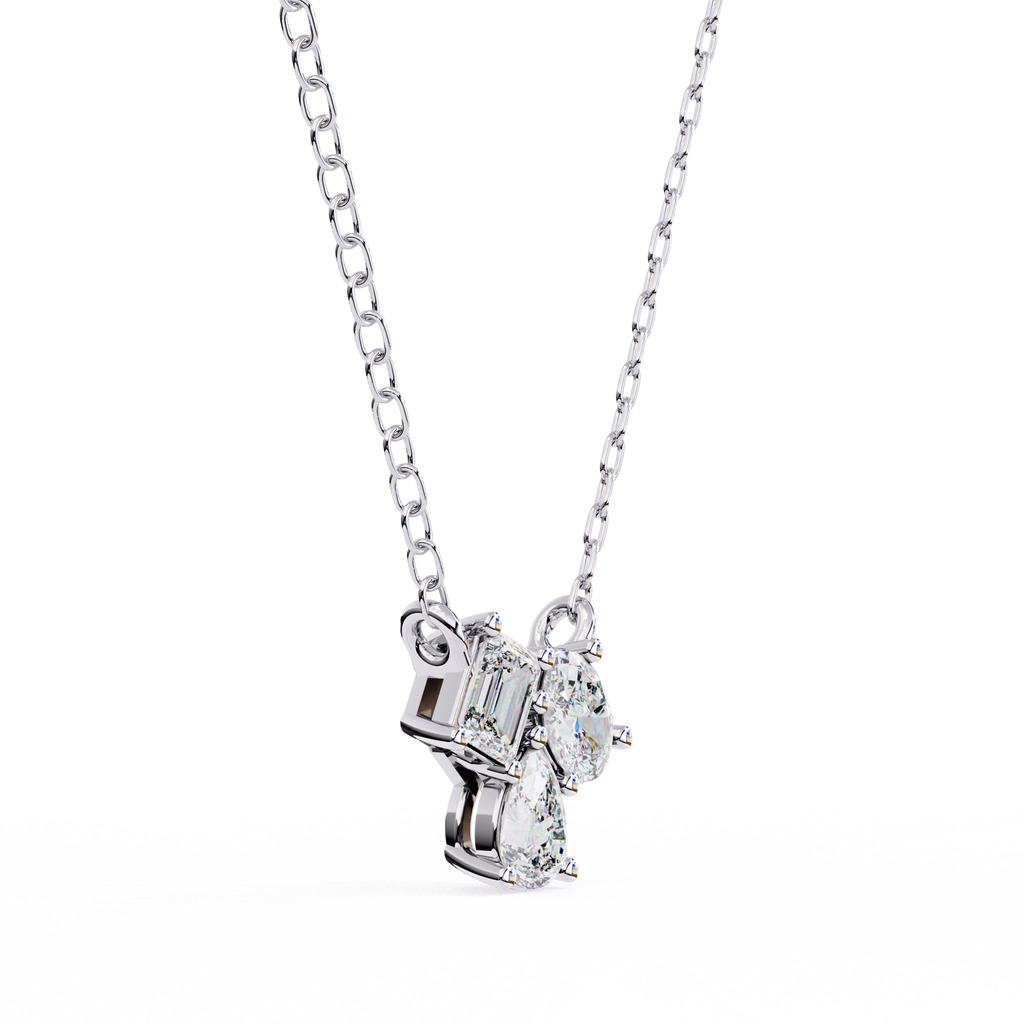 Trio Mixed-Cut Natural Diamond Cluster Pendant