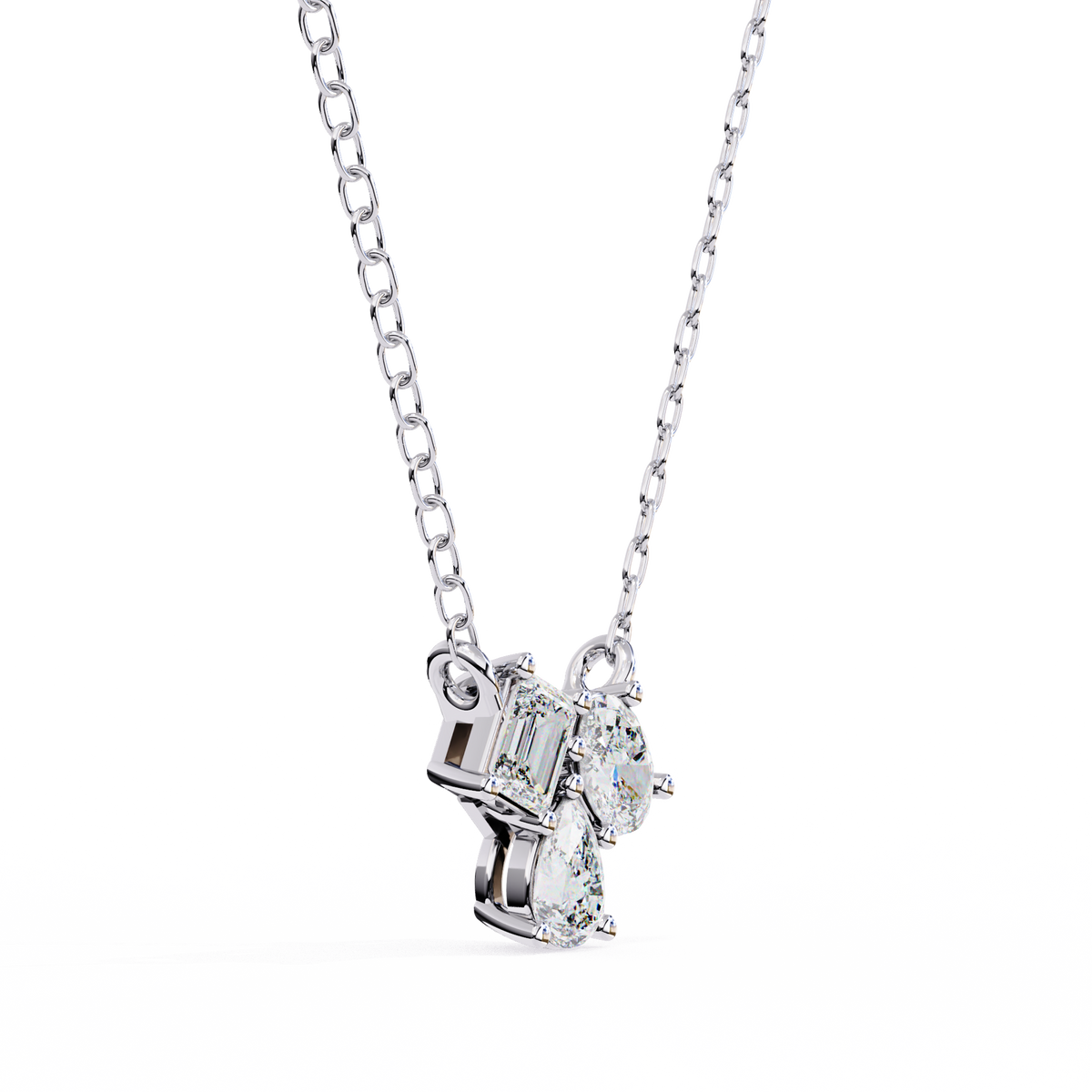 Trio Mixed-Cut Natural Diamond Cluster Pendant