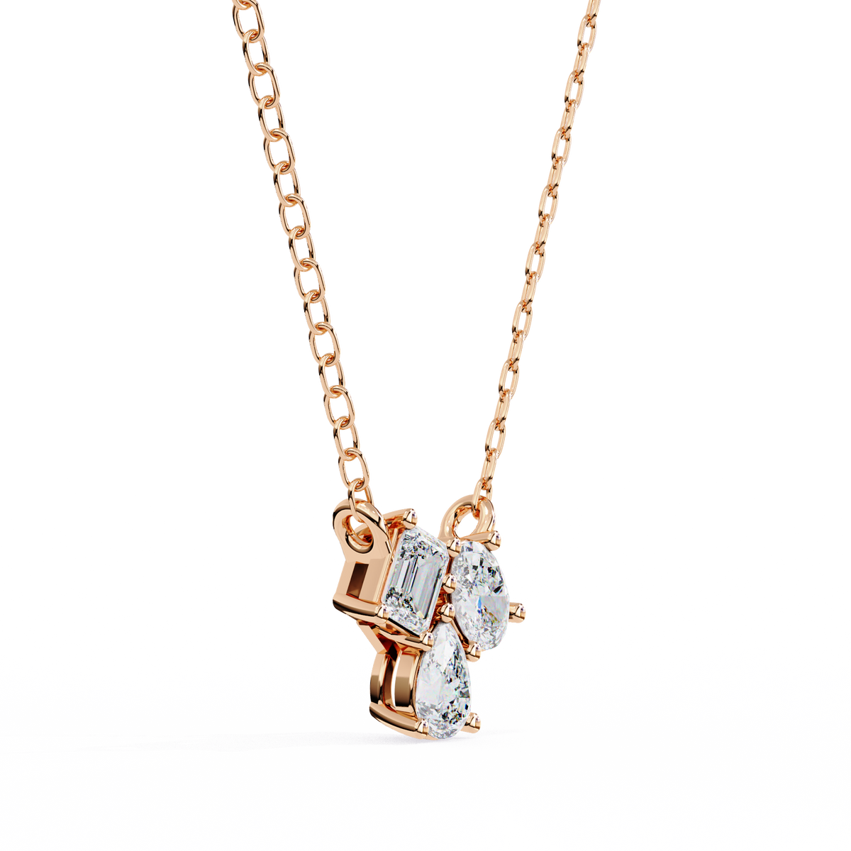 Trio Mixed-Cut Natural Diamond Cluster Pendant