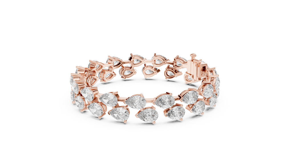 Gold Diamond Alternating Pear Cluster Bracelet