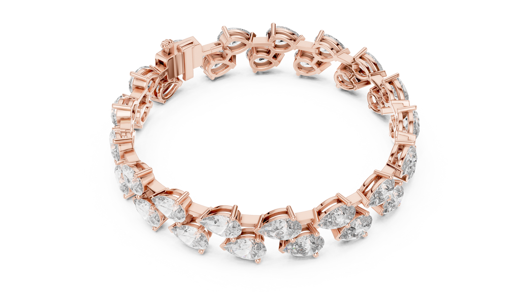 Gold Diamond Alternating Pear Cluster Bracelet
