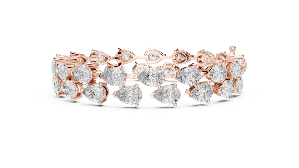Gold Diamond Alternating Pear Cluster Bracelet
