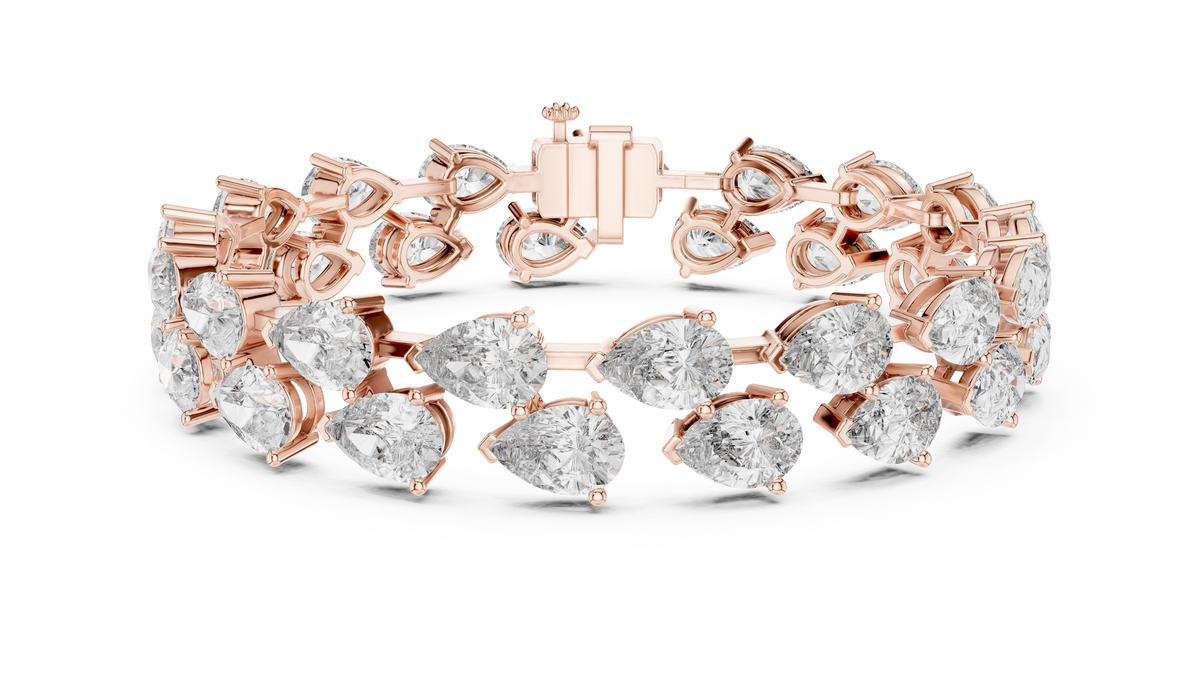 Gold Diamond Alternating Pear Cluster Bracelet