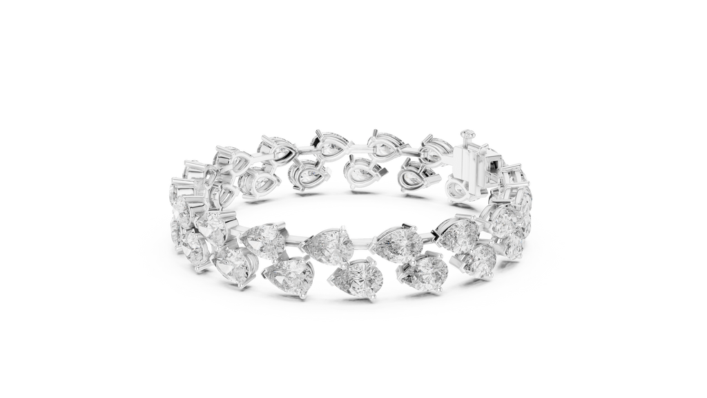Gold Diamond Alternating Pear Cluster Bracelet