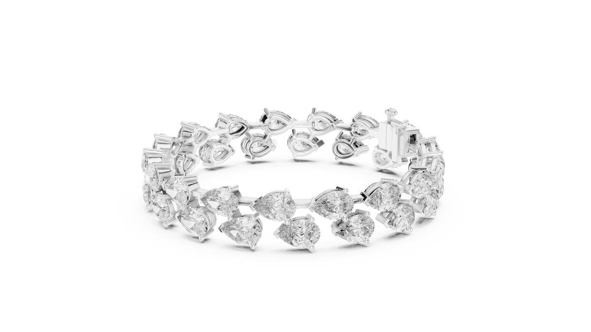 Gold Diamond Alternating Pear Cluster Bracelet