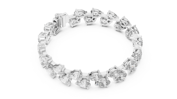 Gold Diamond Alternating Pear Cluster Bracelet