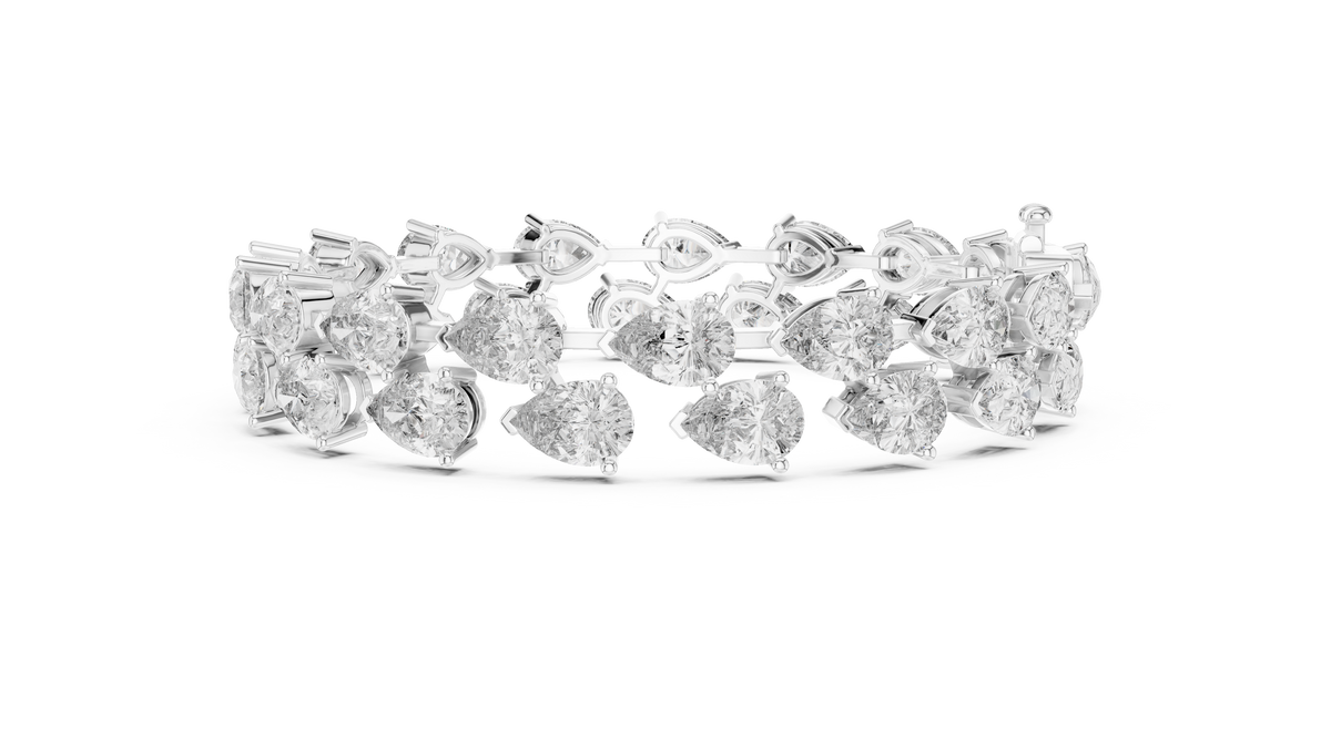 Gold Diamond Alternating Pear Cluster Bracelet