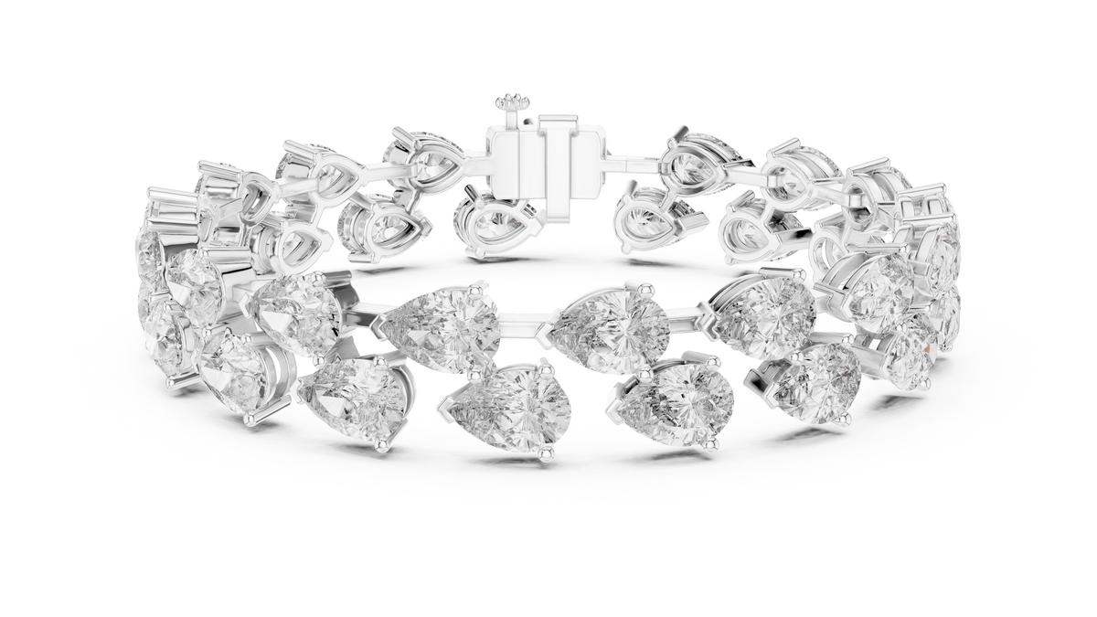 Gold Diamond Alternating Pear Cluster Bracelet