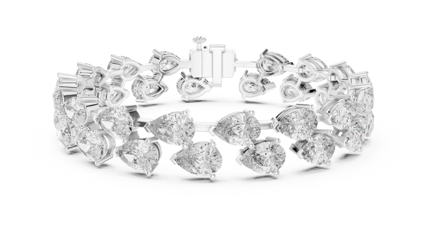 Gold Diamond Alternating Pear Cluster Bracelet
