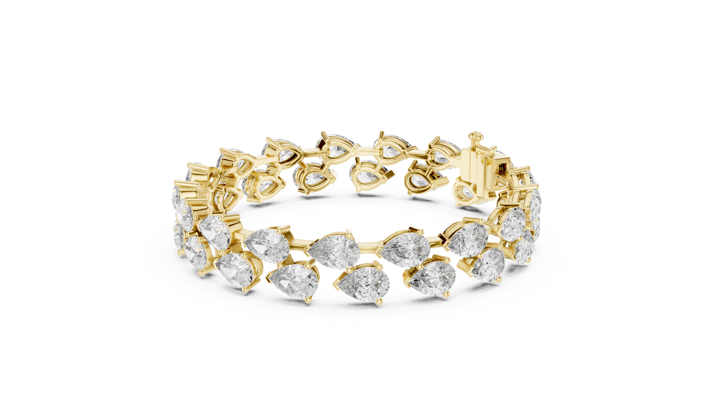 Gold Diamond Alternating Pear Cluster Bracelet