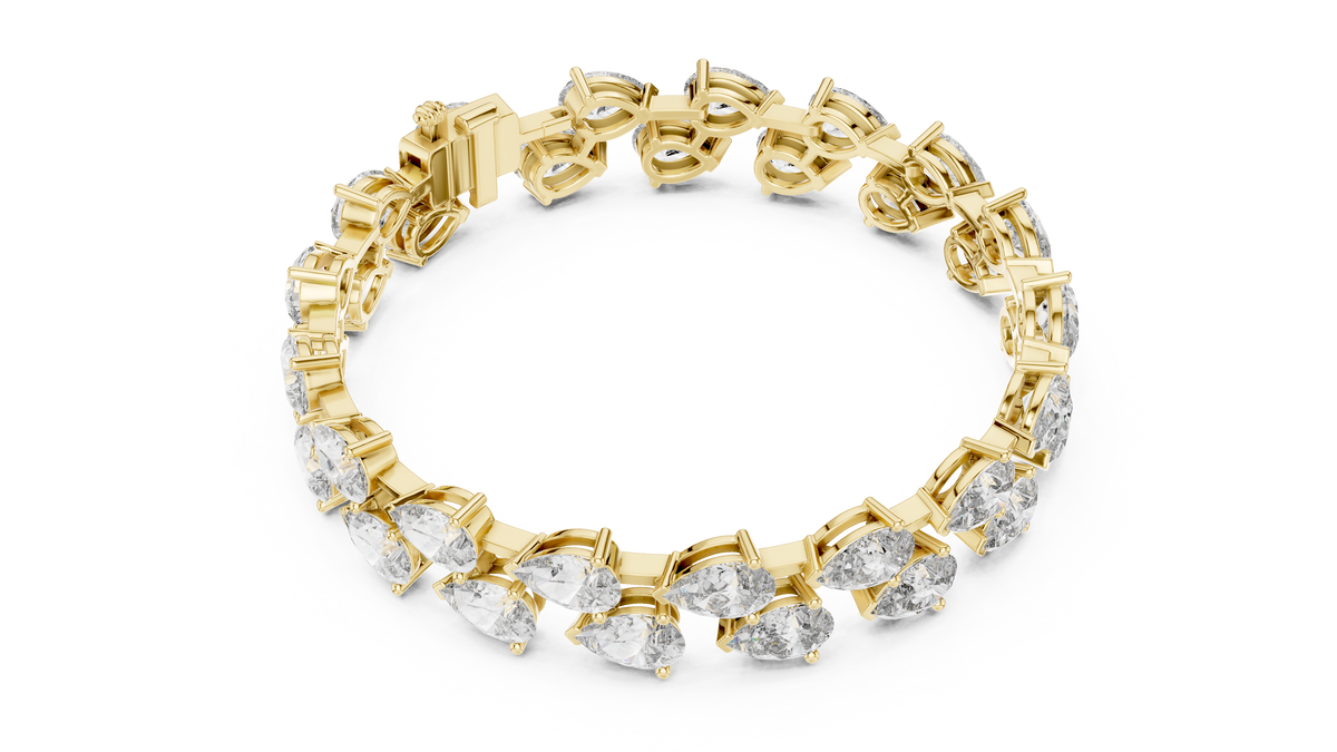 Gold Diamond Alternating Pear Cluster Bracelet