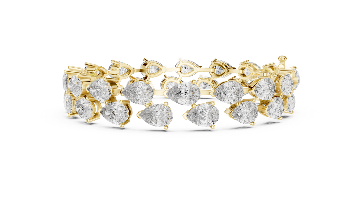 Gold Diamond Alternating Pear Cluster Bracelet