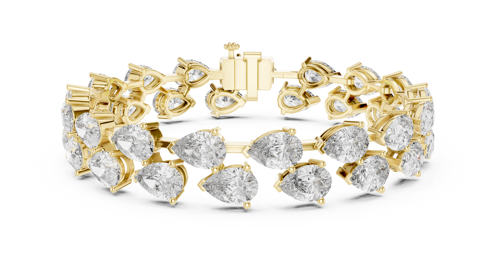 Gold Diamond Alternating Pear Cluster Bracelet
