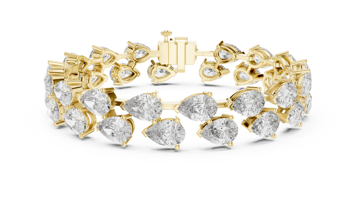 Gold Diamond Alternating Pear Cluster Bracelet