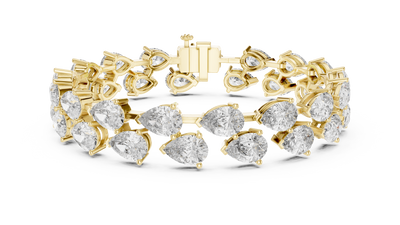 Gold Diamond Alternating Pear Cluster Bracelet