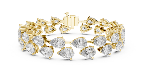 Gold Diamond Alternating Pear Cluster Bracelet