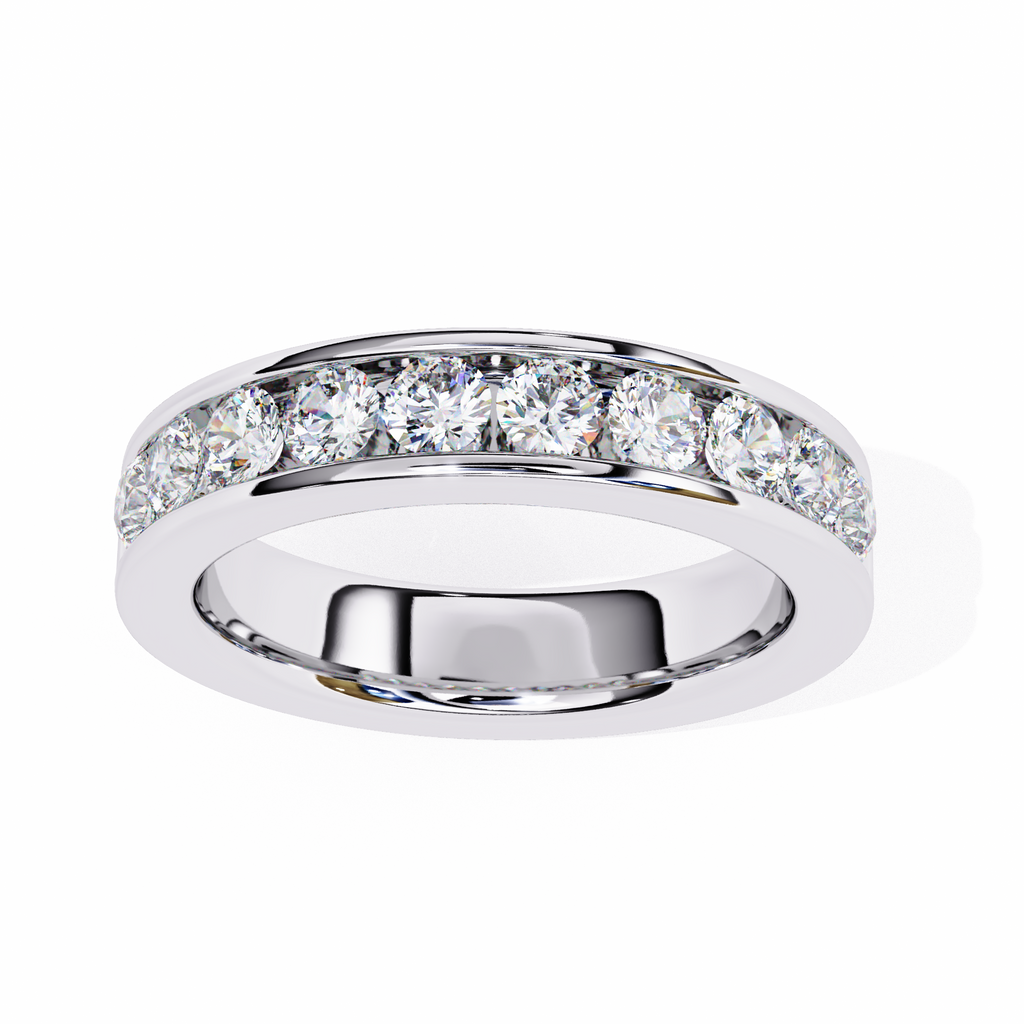 White Gold Round Diamond Channel-Set Half Eternity Band Ring