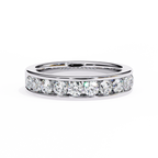 White Gold Round Diamond Channel-Set Half Eternity Band Ring