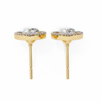 Yellow Gold Pear Cut Diamond Open Halo Stud Earring