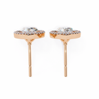 Rose Gold Pear Cut Diamond Open Halo Stud Earrings