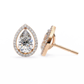 Rose Gold Pear Cut Diamond Open Halo Stud Earrings