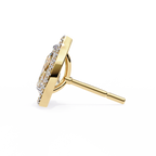 Yellow Gold Pear Cut Diamond Open Halo Stud Earring