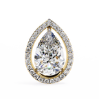 Yellow Gold Pear Cut Diamond Open Halo Stud Earring