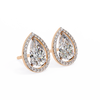 Rose Gold Pear Cut Diamond Open Halo Stud Earrings