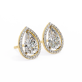 Yellow Gold Pear Cut Diamond Open Halo Stud Earring