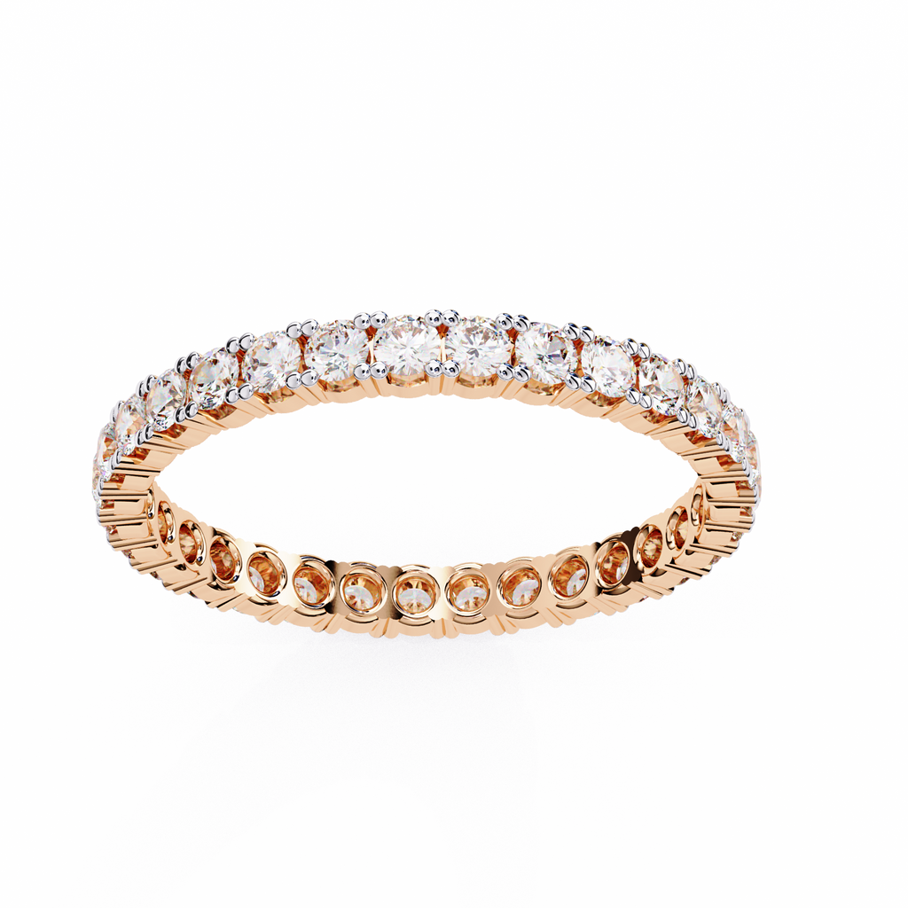 Rose Gold Round Diamond Shared Prong Full Eternity Band Ring