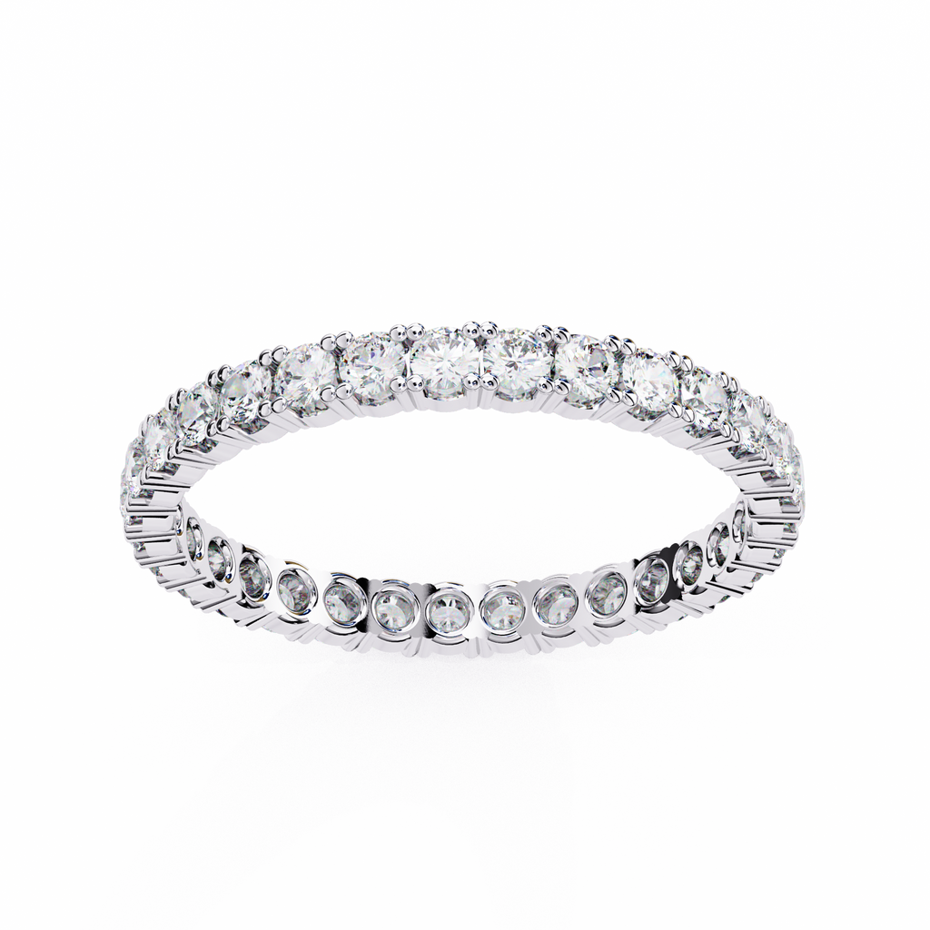 White Gold Round Diamond Shared Prong Full Eternity Band Ring