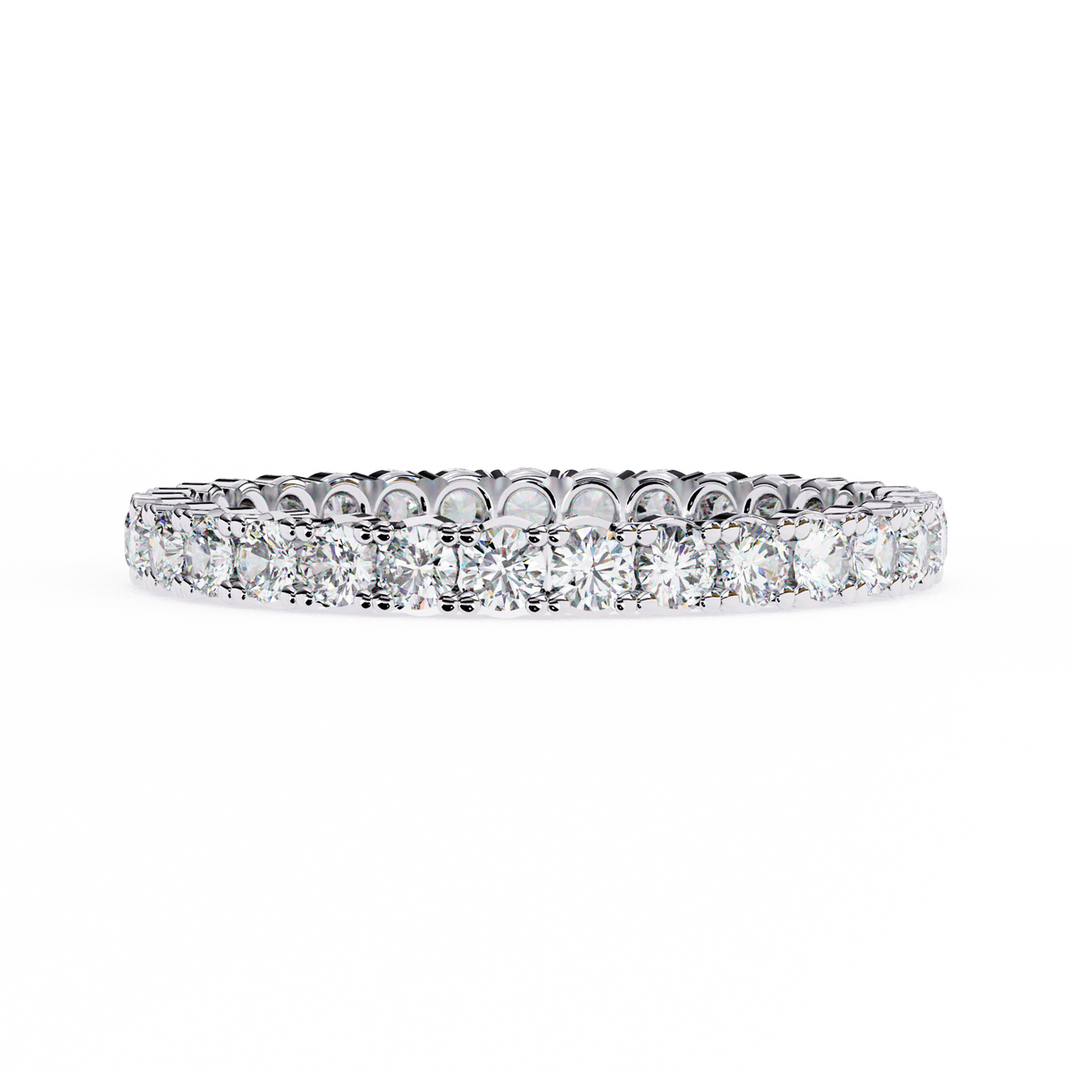 White Gold Round Diamond Shared Prong Full Eternity Band Ring