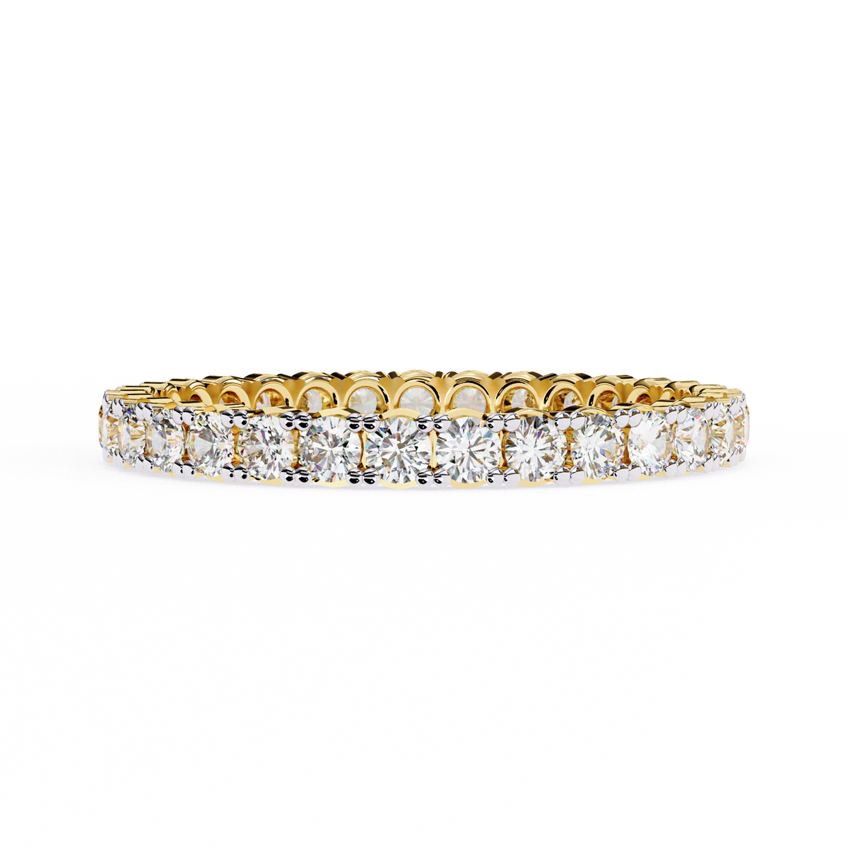 Yellow Gold Full Eternity Round Pavé Diamond Band Ring
