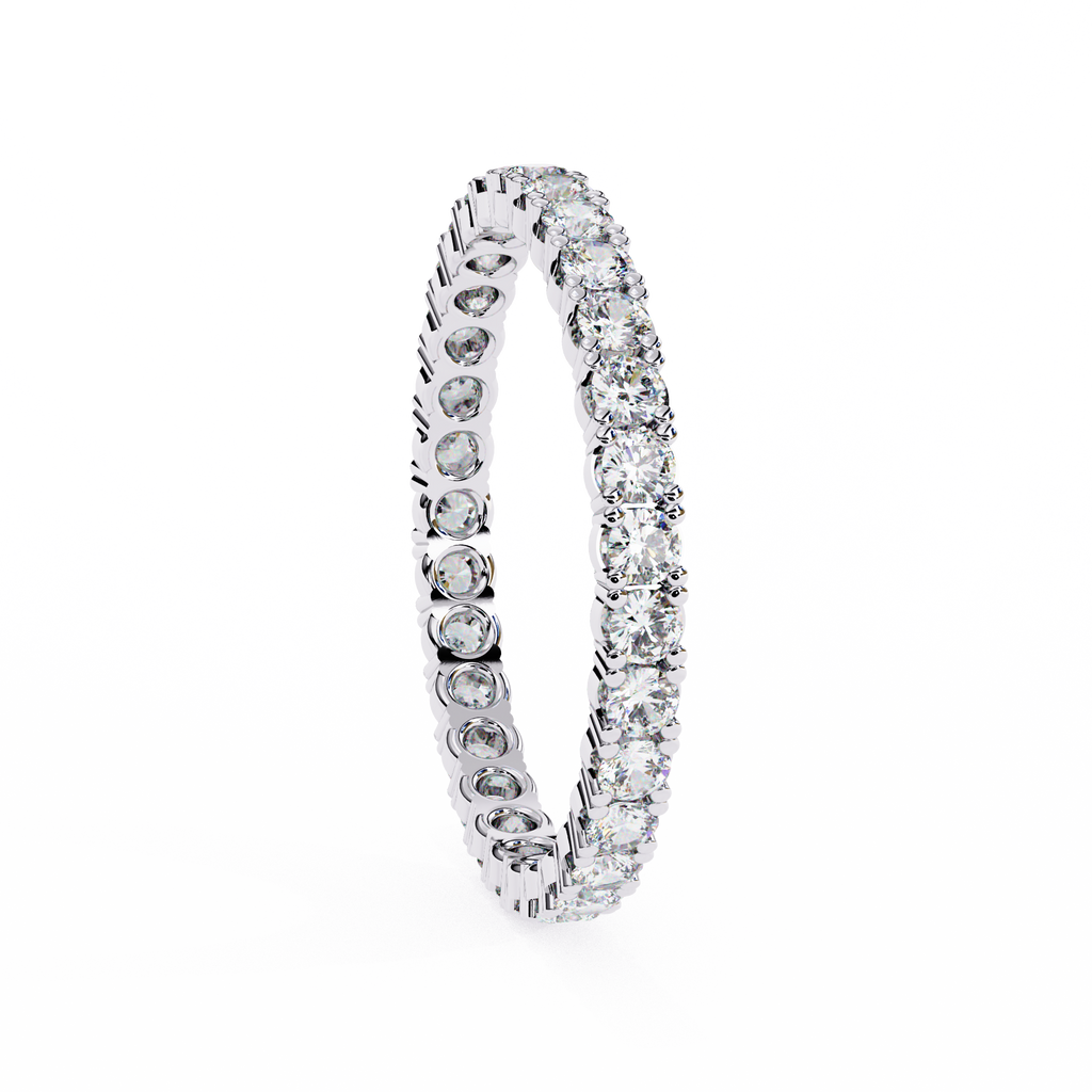 White Gold Round Diamond Shared Prong Full Eternity Band Ring